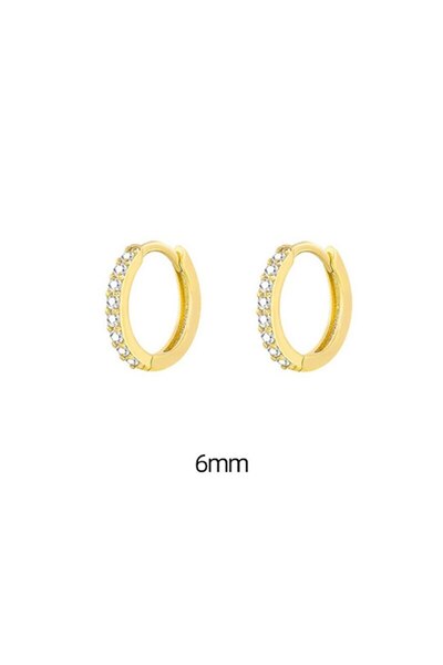 Choice4 Gold 6mm 1 Pair Minimal Exquisite Hoop Crystal Zirconia Small Huggie ...