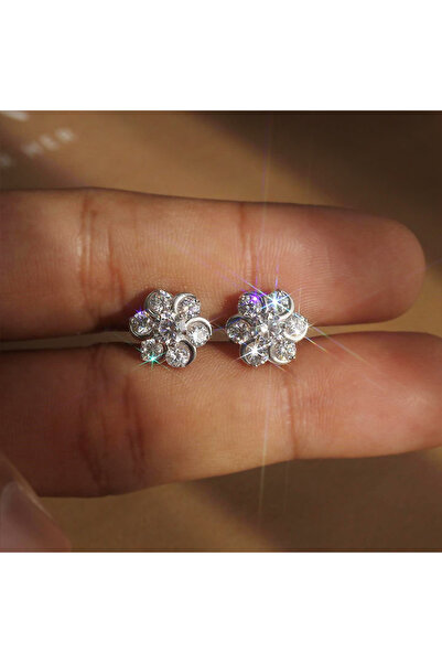 Choice E2901 Huitan Chic Flower-shaped Cubic Zirconia Stud Earrings for Women...