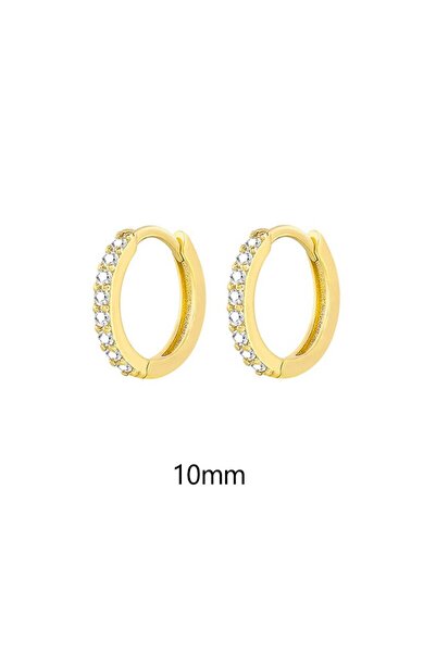 Choice Gold 10mm 1 Pair Minimal Exquisite Hoop Crystal Zirconia Small Huggie ...