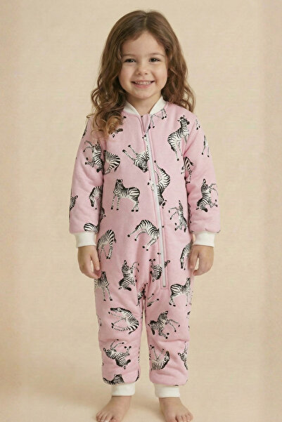 Zeyland Unisex Çocuk Elyaf Dolgulu Uyku Tulumu - PEMBE ZEBRA DESENLİ