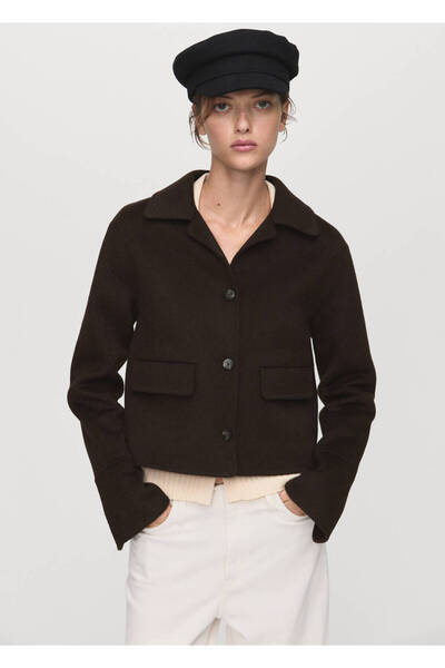 MANGO Woman Wool Coat with Buttons