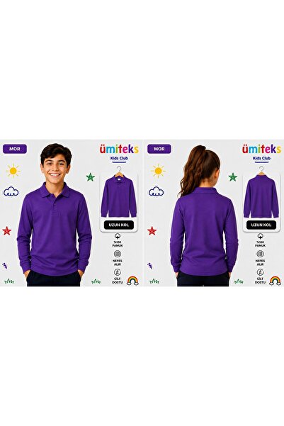 ümitteks iş ve okul kıyafetleri Unisex Children's Polo Collar T-Shirt 5-15 Ye...