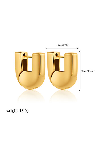 Choice1 gold color U Shape Hoop Earrings Polished PVD Waterproof Stainless St...