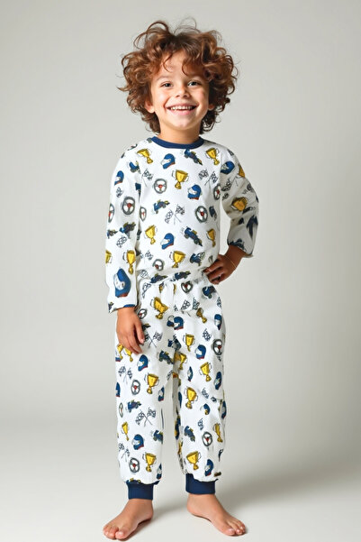 Zeyland Unisex Çocuk Desenli Pijama Takımı - Lacivert