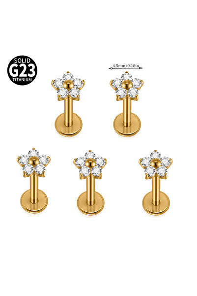 Choice Geometric body 1.2X8mm Labret, Lip Piercing Jewelry Golden B 5PCS 1/5P...