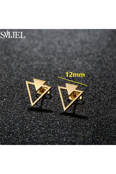 Choice GED253G Punk Stainless Steel Triangle Earrings for Women Hip Hop Geome...