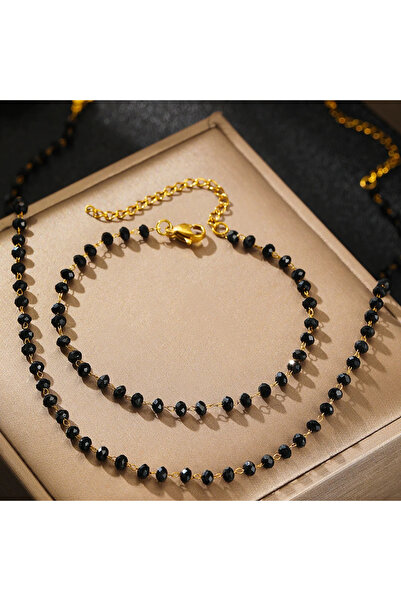 Choice gold Jewelry Set necklace bracelet with Simple Atmospheric Black Imita...
