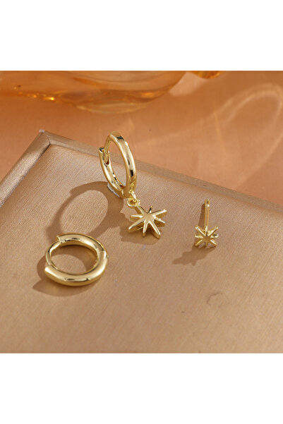 Choice Gold Color ZAKOL 3 Piece Fashion Round Star Drop Earrings Set for Wome...