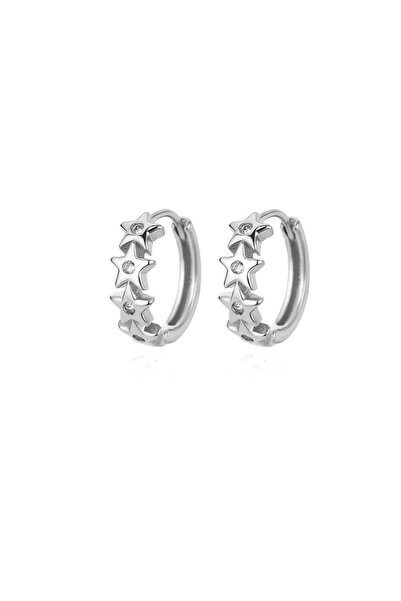 Choice E3126P-2 Mini Zircon Star Hoop Earrings For Women Gold Plated Stainles...