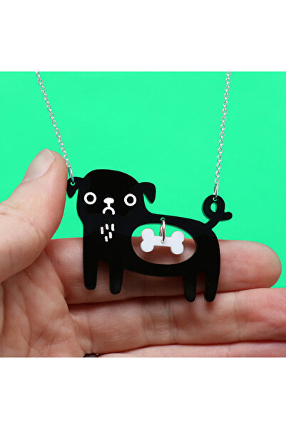 Choice Dog Cute Acrylic Black Cat And Fish Pendant Necklace Kawaii Pet Dog Ne...