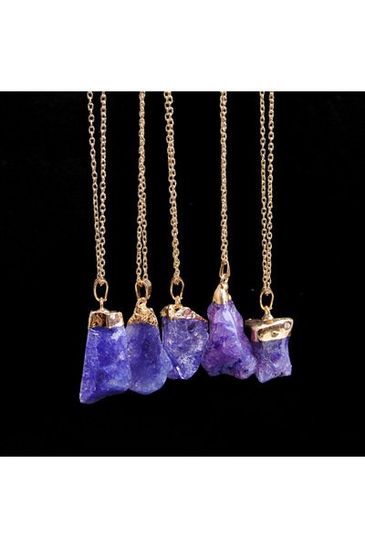 Choice (1PC) Style F Irregular Amethyst Gemstone Necklace Healing Crystal Cha...
