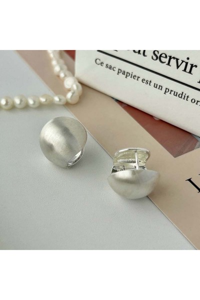 Choice 02 New Metal Brushed Frosted Spherical Hoop Earrings for Women Retro C...