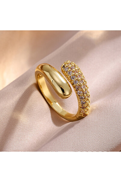 Choice Gold Color Ring ZAKOL 3Pcs/Set Micro-inlaid Zircon Water Drop Open Bra...