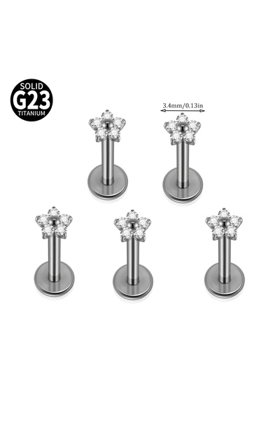 Choice Geometric body 1.2X8mm Labret, Lip Piercing Jewelry Silver A 5PCS 1/5P...