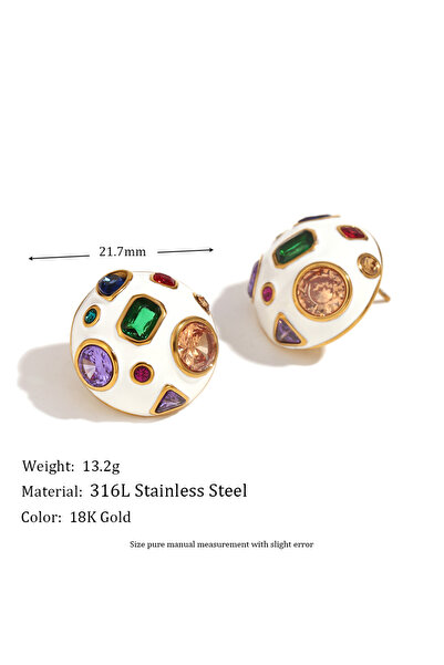 Choice White Circular MamacitaSlay 316L Stainless Steel Zircon Heart Round St...