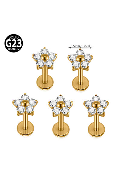 Choice Geometric body 1.2X8mm Labret, Lip Piercing Jewelry Golden C 5PCS 1/5P...