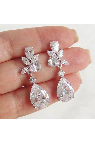 Choice E1263 Huitan Transparent Cubic Zirconia Dangle Earrings Women for Enga...