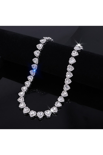 Choice White Color Necklace Trendy Shiny Heart Zircon Hip Hop Rock Tennis Cha...