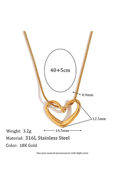 Choice 40cm Gold E.B.belle Thin Snake Chain Minimalist Heart Pendant Necklace...