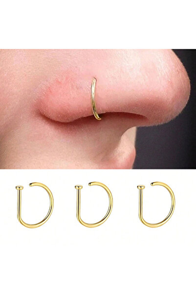 Choice4 طقم حلقات أنف ذهبية من 3 قطع، 20G، من الفولاذ المقاوم للصدأ، على شكل ...