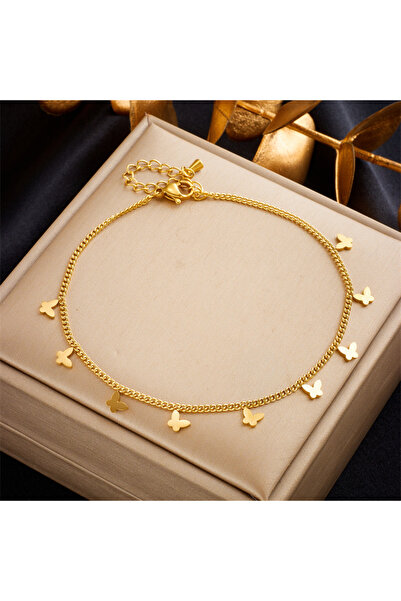 Choice B942 DIEYURO 316L Stainless Steel Gold Color Butterfly Anklets For Wom...