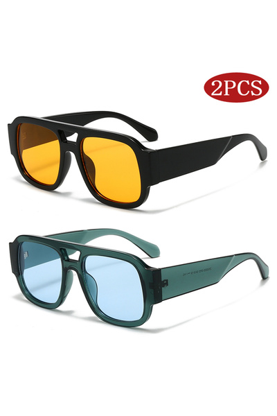 Choice4 2pcs z02 2pcs Fashion Candy Color Square Sun Glasses Women Large Fram...