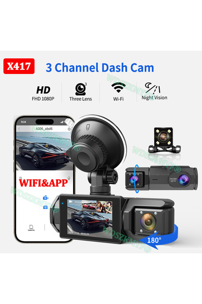 Choice4 64G X417-WIFI-3CAM 3 Lens WIFI Dash Cam for Car 2cam Front inside Cam...