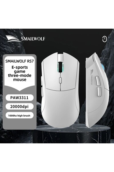 Choice1 White SMAILWOLF RS7 Bluetooth Wireless Gaming Mouse PAW3311 20000 DPI...