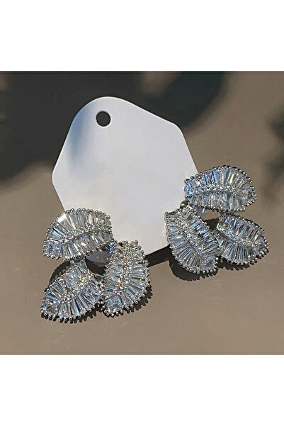 Choice E3683 Huitan Gorgeous Leaf Pierced Earrings Female Silver Color Bright...