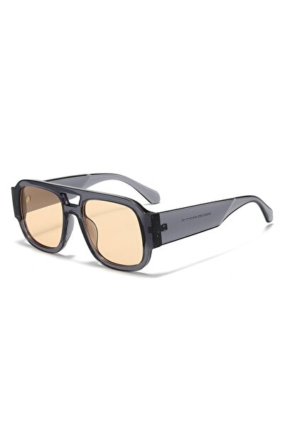 Choice8 grey tea 1/4 Sets Retro Large Frame Double Bridges Square Sun Glasses...