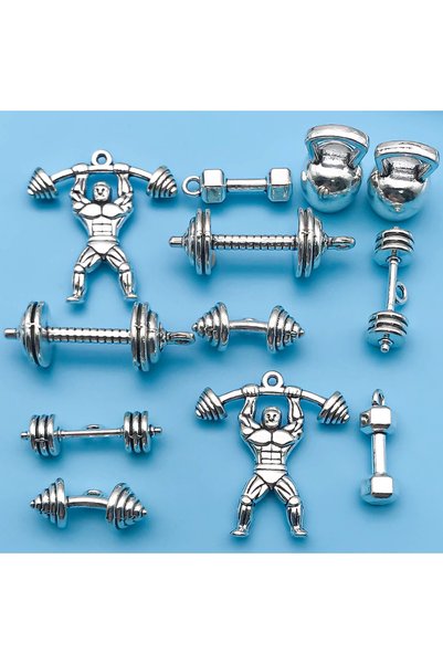 Choice SN443-12 قطعة 3/6/12 قطعة من المعلقات الفضية العتيقة لرافع الأثقال وال...