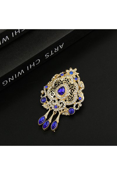 Choice LLBR01blue Gold Color Caftan Brooch for Women Moroccan Wedding Dress J...