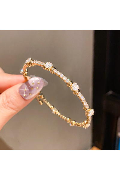 Choice Gold Color ZAKOL Korean Fashion Sparkling Geometric Heart Zirconia Bra...
