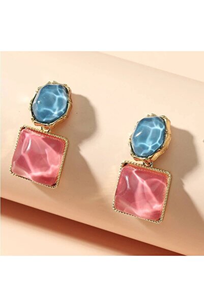 choice2 sku4 Women Round Square Crystal Stone Drop Earrings Pink Orange Olive...