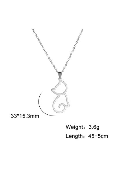 Choice 45-50cm A Steel Color Skyrim Cute Kitten Cat Pendant Necklace Stainles...
