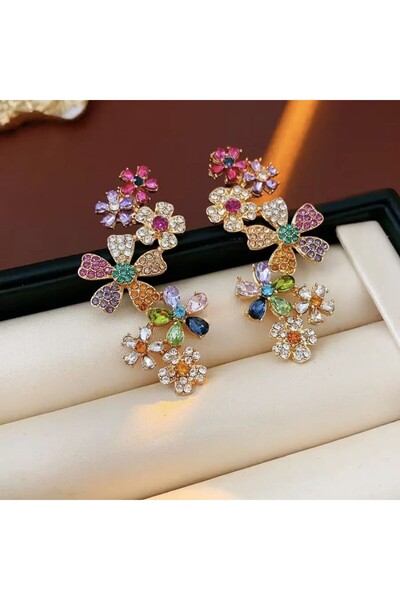Choice Gold Color Elegant Colorful Flower Earrings Lightweight Dainty Jewelry...