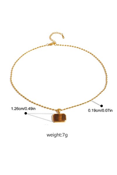 Choice3 Brown Yupsk Natural Stone Square Pendant Necklace for Women Stainless...