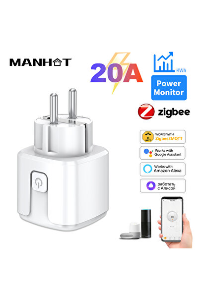 Choice EU Plug Zigbee3.0 20A adapter,Smart Socket Monitor Timing outlet With ...