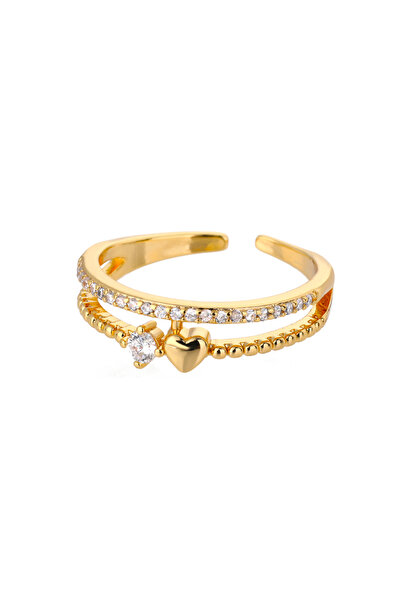 Choice5 1 Zircon Heart Flower Rings For Women Stainless Steel Gold Color Geom...