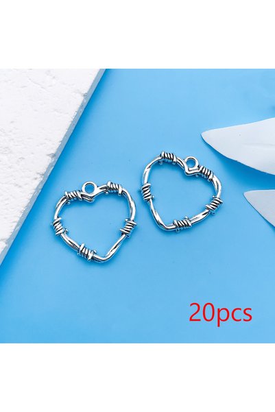 Choice4 18633-20pcs 12/20pcs Antique Silvery Heart Charm Hollow Design Heart ...