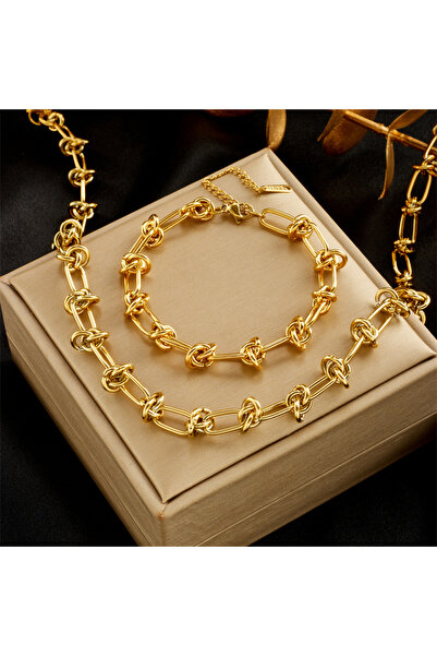 Choice N1725 B611 DIEYURO 316L Stainless Steel Gold Silver Color Twist Knot N...