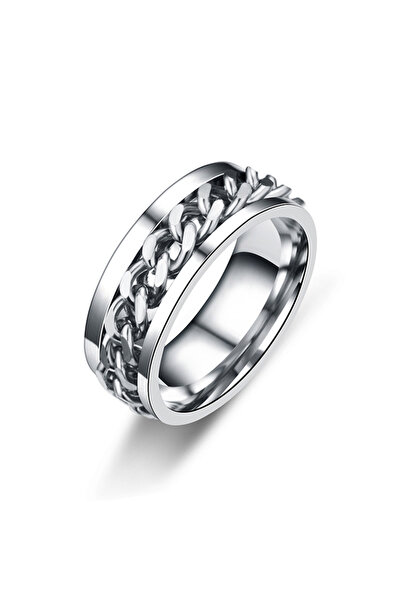 Choice 12 Silver Titanium Steel Rotatable Chain Rings for Women Men Spinner D...