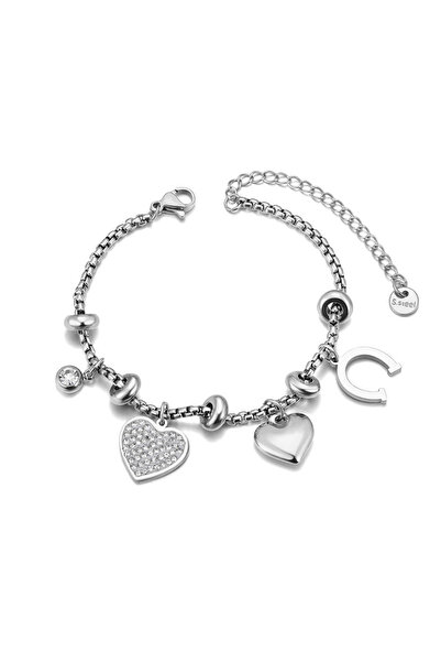 Choice B25011P Lokaer Fashion Rhinestone Butterfly Heart Charm Bracelet Stain...