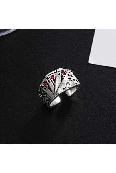 Choice resizable Silver Playing Cards Adjustable Rings, Stainless Steel Punk ...