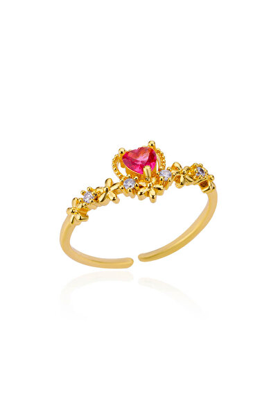 Choice JZ4416G-2 Zircon Heart Rings For Women Stainless Steel Adjustable Hear...
