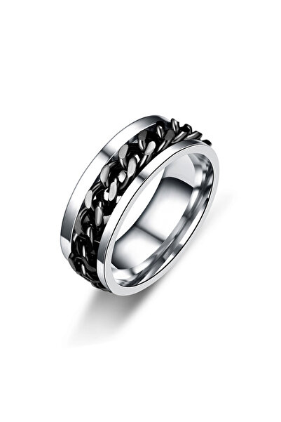 Choice 6 Black Titanium Steel Rotatable Chain Rings for Women Men Spinner Dec...