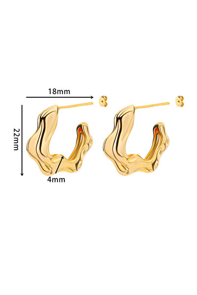 Choice E3617G Irregular C Shaped Earrings for Women Gold Color Stainless Stee...