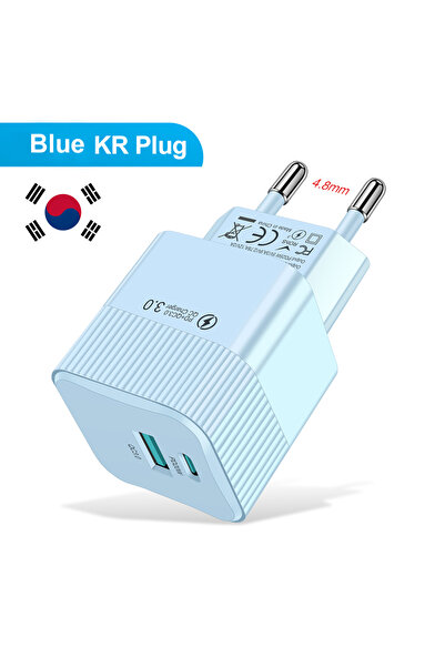 Choice5 BK 316 KR Blue USB PD 25W Fast Phone Charger USB Quick Charging QC3.0...