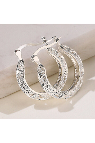 Choice E772 Huitan Fancy Hollow Out Pattern Hoop Earrings for Women Metal Sty...
