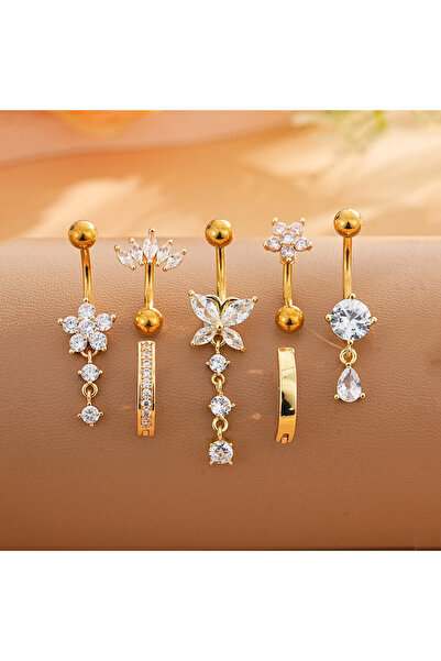 Choice6 خواتم سرة البطن على شكل قلب، طراز 2، 7 قطع/مجموعة، مجوهرات بتصميم شري...